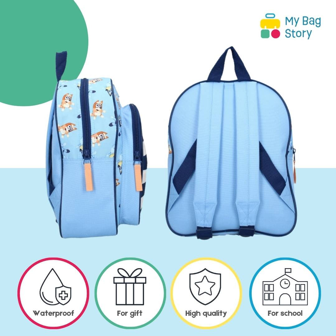 Mybagstory - Sac à dos Bluey - Rayures - Bleu Blanc