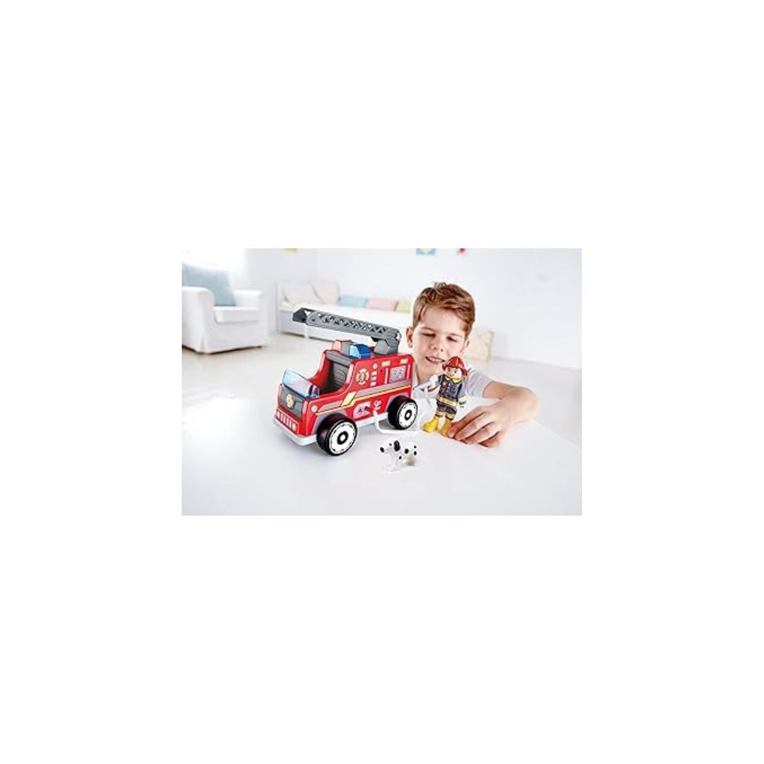 Hape - Jouet en Bois - Camion de Pompiers
