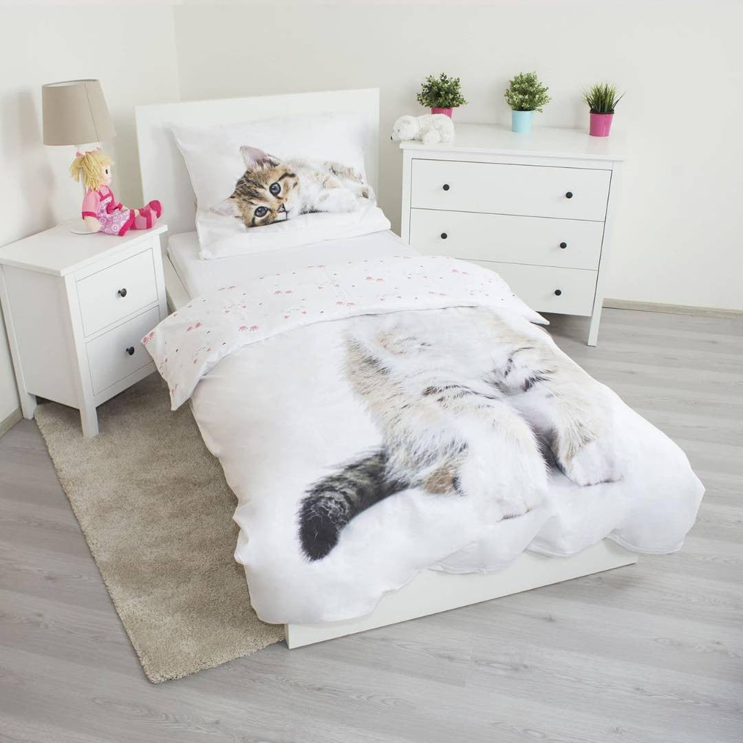 Parure de Lit Enfant Chaton 2 Pièces – 140x200 cm