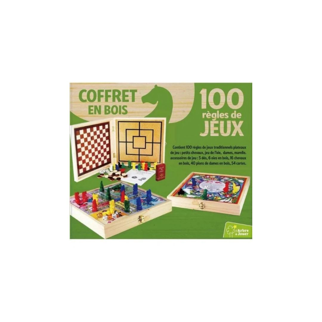 Jeujura - Coffret en bois 100 Jeux