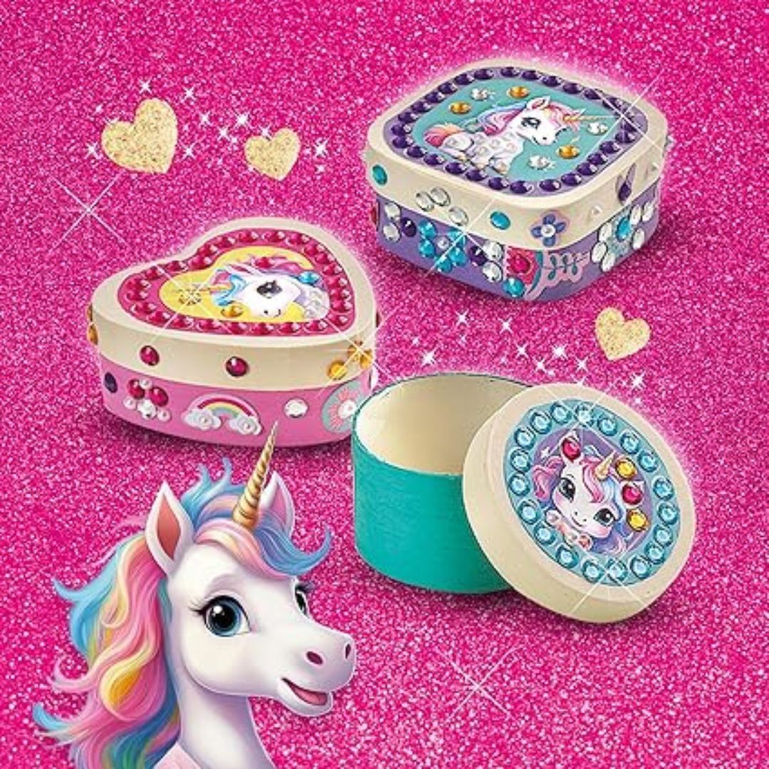 SES Creative - Unicorn - Boîtes à bijoux en bois et mosaïque de diamants