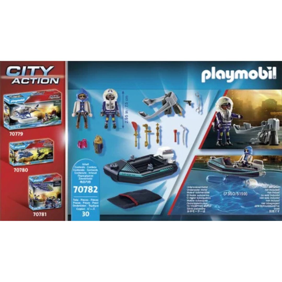 Playmobil 70782 - Policier avec réacteur dorsal et canoé