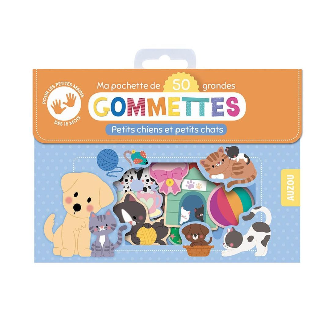Auzou - 50 grandes gommettes chiens et chats repositionnables
