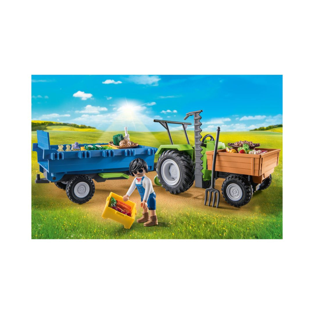 Playmobil - 71249 - Tracteur avec remorque - Le club d'équitation - Animaux & Nature - Country - La vie à la ferme