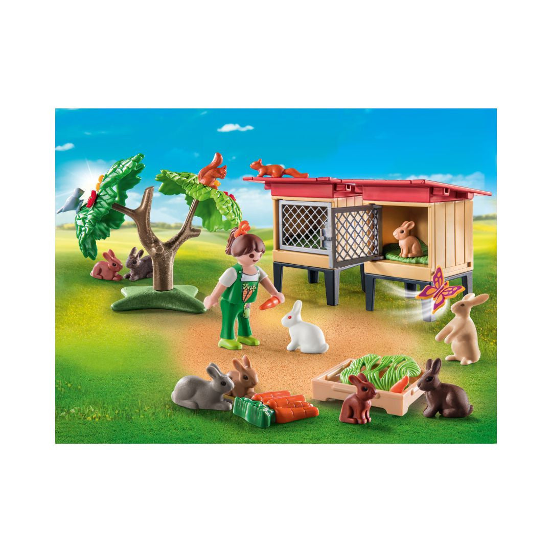 Playmobil - 71252 - Enfant avec enclos et lapins - La gamme petite ferme - Animaux & Nature - Country - La vie à la ferme