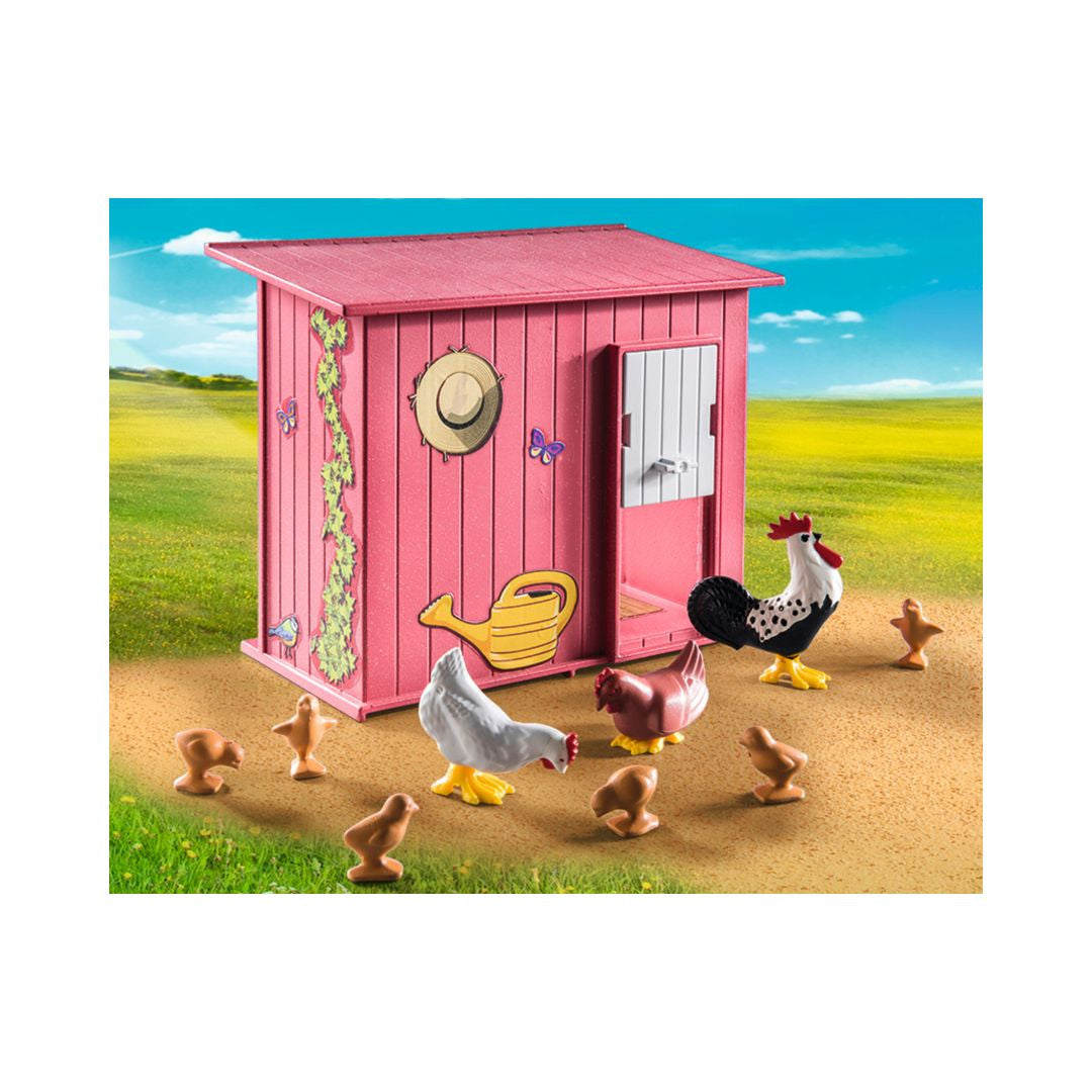 Playmobil - 71308 - Agricultrice et poulailler - 80% de matériaux recyclés - Animaux & Nature - Country - La vie à la ferme