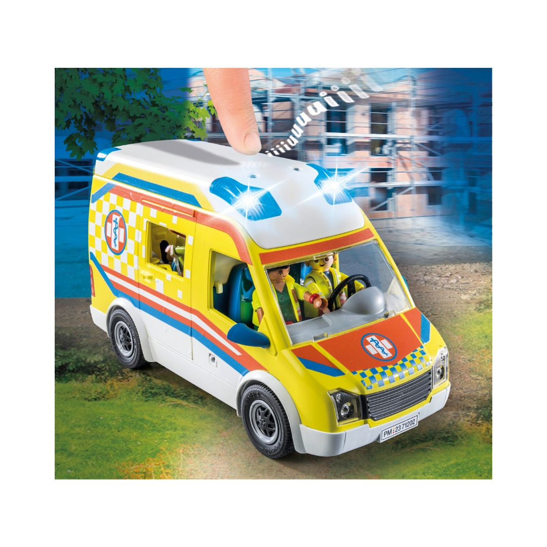 Playmobil - 70455 - Ambulance avec effets lumineux et sonore - Ville & Métiers - City Life - Les secouristes