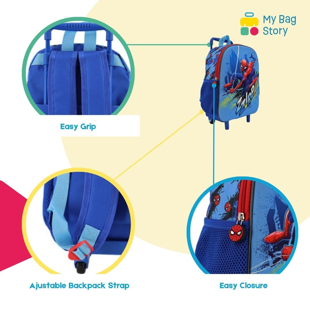 Mybagstory - Sac à roulettes (Trolley) Spiderman (Bleu Rouge)