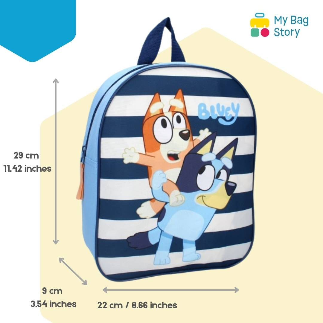 Mybagstory - Sac à dos Bluey - 1 poche- Bleu rayé - 29 cm