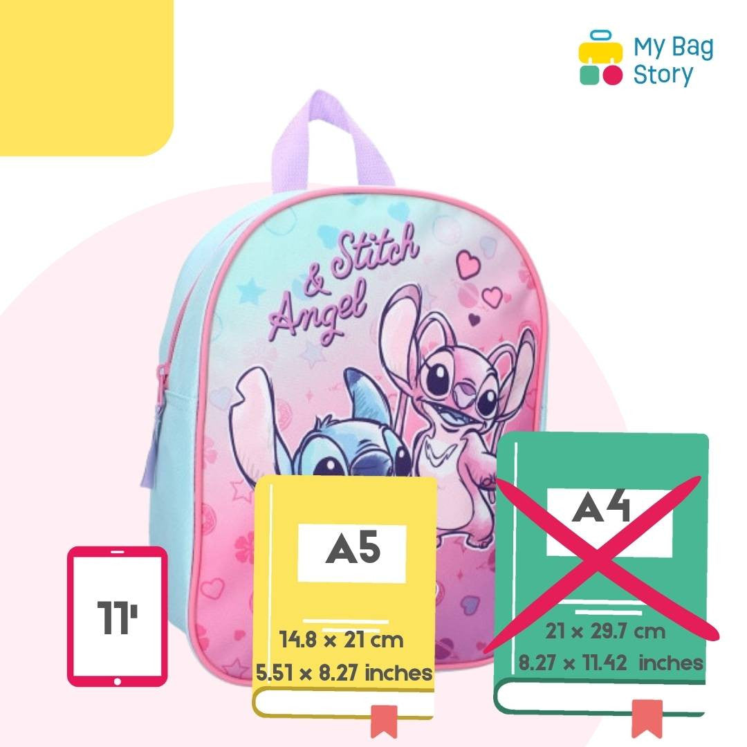 Mybagstory - Sac à dos Stitch & Angel - Bleu Rose - 29 cm