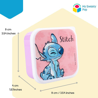 Lot de 3 boîtes à goûter Stitch - Rose/Violet/Bleu