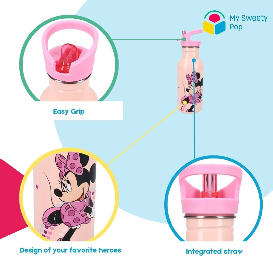 Gourde Minnie - Acier Inoxydable - 22 cm - 500 ml - Rose/Pêche