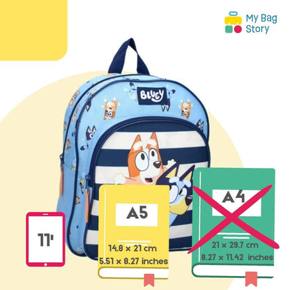 Mybagstory - Sac à dos Bluey - Rayures - Bleu Blanc