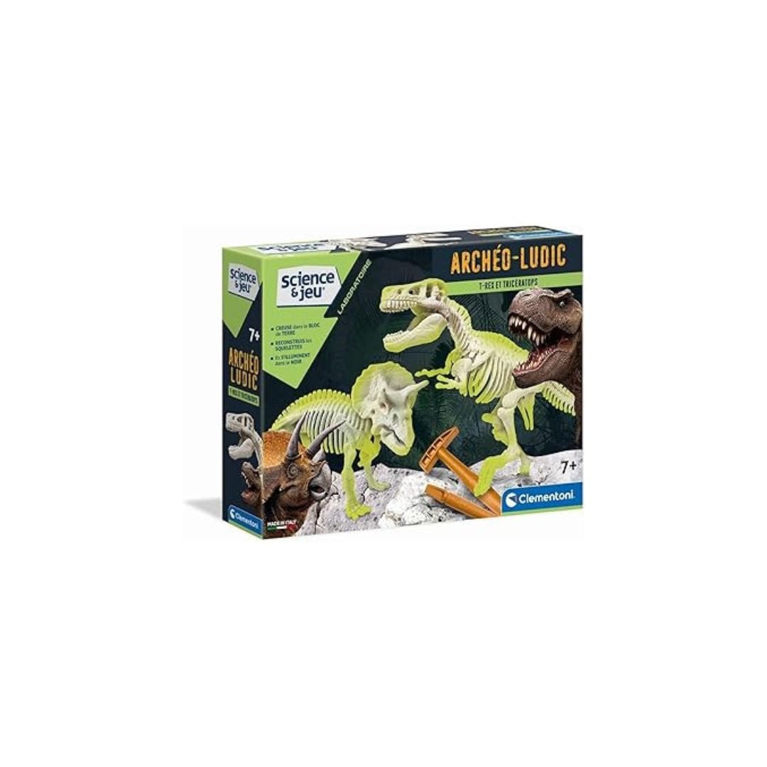 Clementoni - T-Rex & Tricératops Coffret Paléontologie