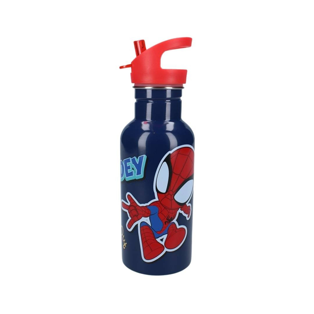 Gourde avec paille Spidey - 500 ml - 22 cm - Acier Inoxydable - Bleu/Rouge