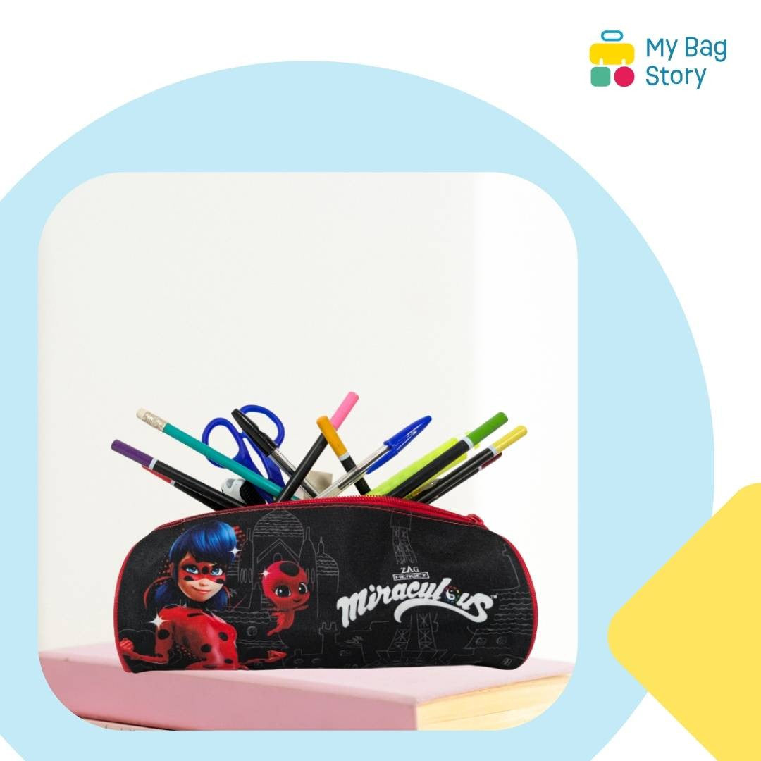 Mybagstory - Trousse Miraculous LadyBug- 21.5 cm - Rouge Noire