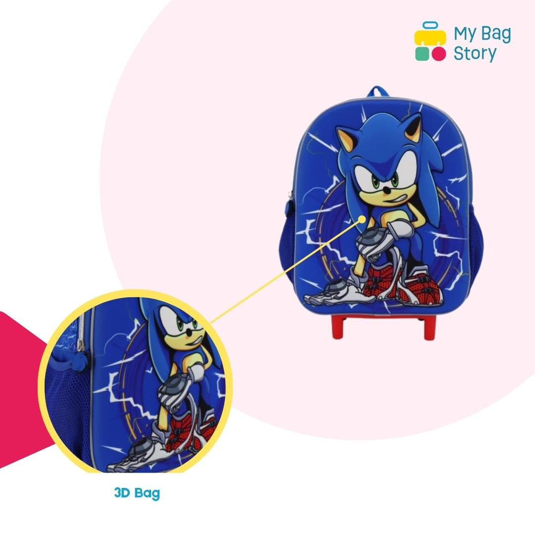 Mybagstory - Sac à roulettes Sonic 3D - Bleu - 30.5cm