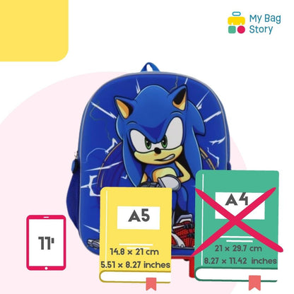 Mybagstory - Sac à roulettes Sonic 3D - Bleu - 30.5cm