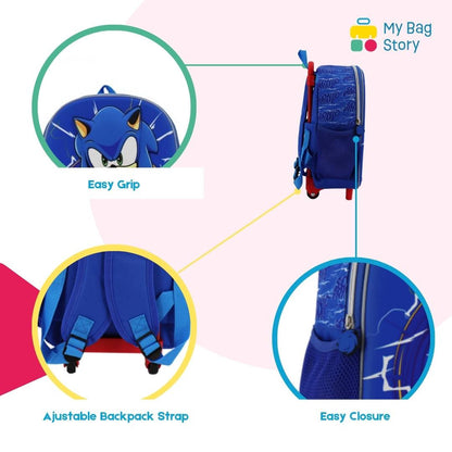 Mybagstory - Sac à roulettes Sonic 3D - Bleu - 30.5cm