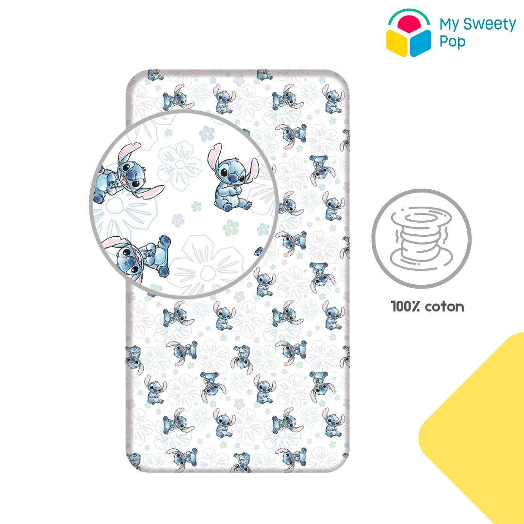 My Sweety Pop - Drap Housse Stitch Blanc - 90 x 200 cm