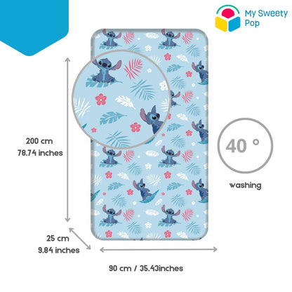 My Sweety Pop - Drap Housse Stitch Bleu - 1 pièce - 90 x 200 cm