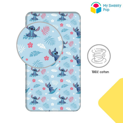 My Sweety Pop - Drap Housse Stitch Bleu - 1 pièce - 90 x 200 cm
