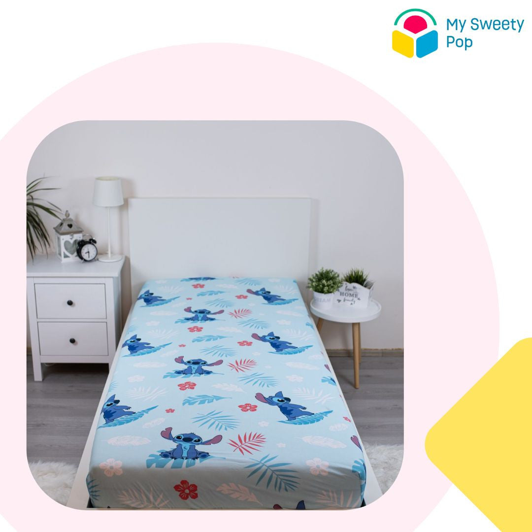 My Sweety Pop - Drap Housse Stitch Bleu - 1 pièce - 90 x 200 cm