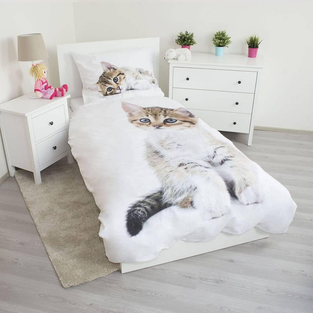 Parure de Lit Enfant Chaton 2 Pièces – 140x200 cm