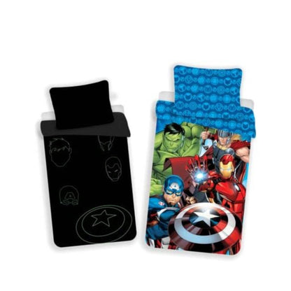 Parure de Lit Enfant Avengers 2 Pièces – Réversible – Effet Lumineux Nuit –140x200 cm