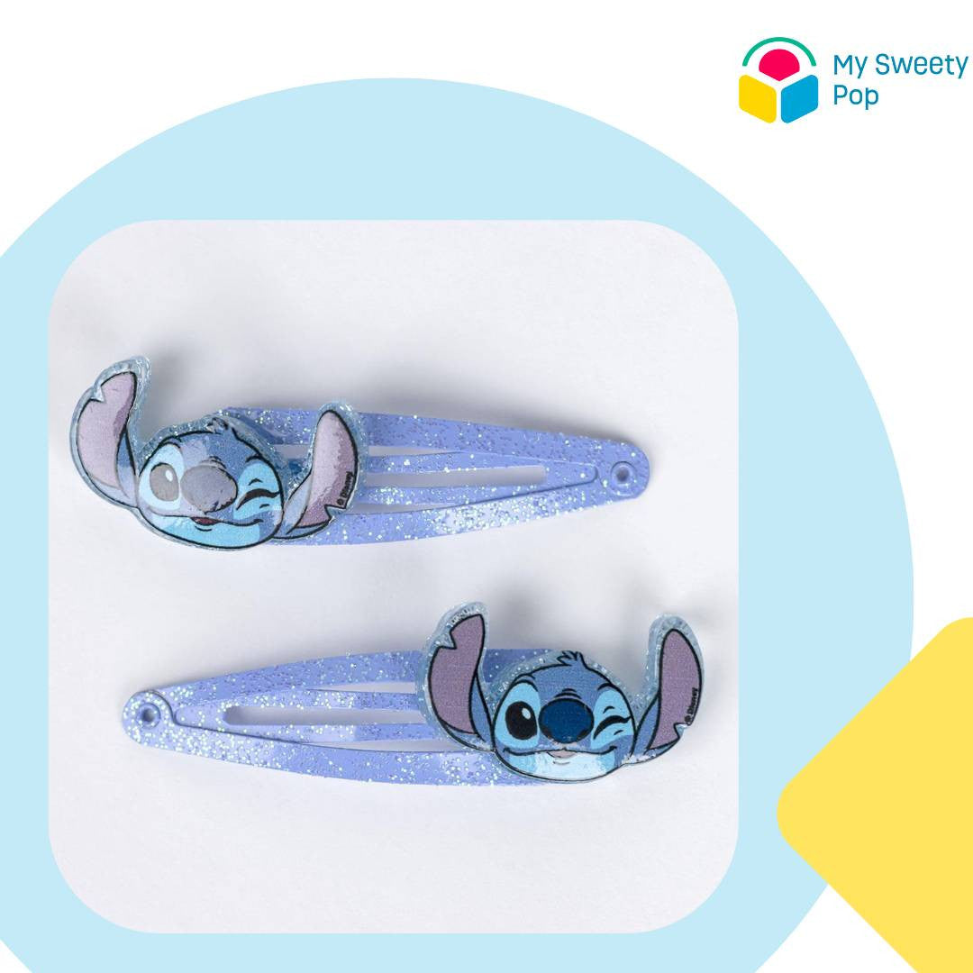 Set Accessoires Fille Disney Stitch – Chouchou, 2 Barrettes et Collier