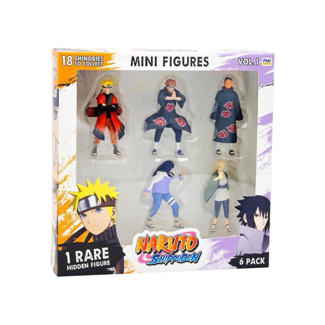 Bandai – Naruto Shippuden – Pack de 6 Mini-Figurines 7 cm Dont 1 Rare Cachée