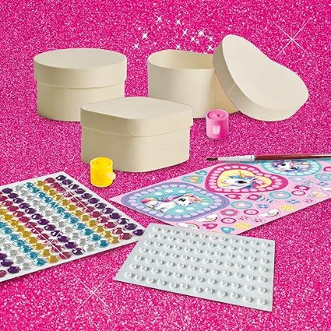 SES Creative - Unicorn - Boîtes à bijoux en bois et mosaïque de diamants