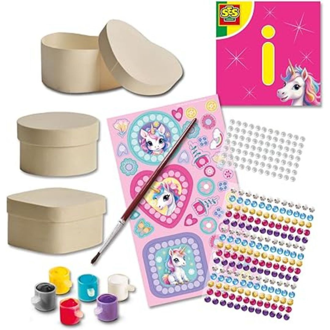 SES Creative - Unicorn - Boîtes à bijoux en bois et mosaïque de diamants