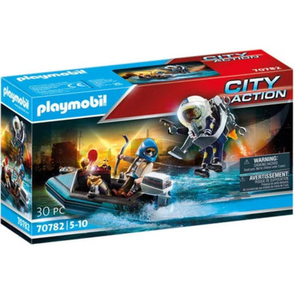Playmobil 70782 - Policier avec réacteur dorsal et canoé