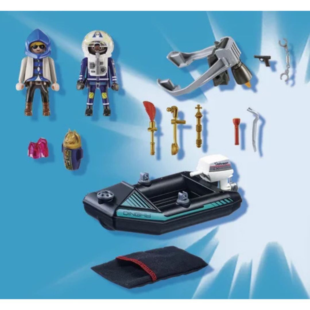 Playmobil 70782 - Policier avec réacteur dorsal et canoé