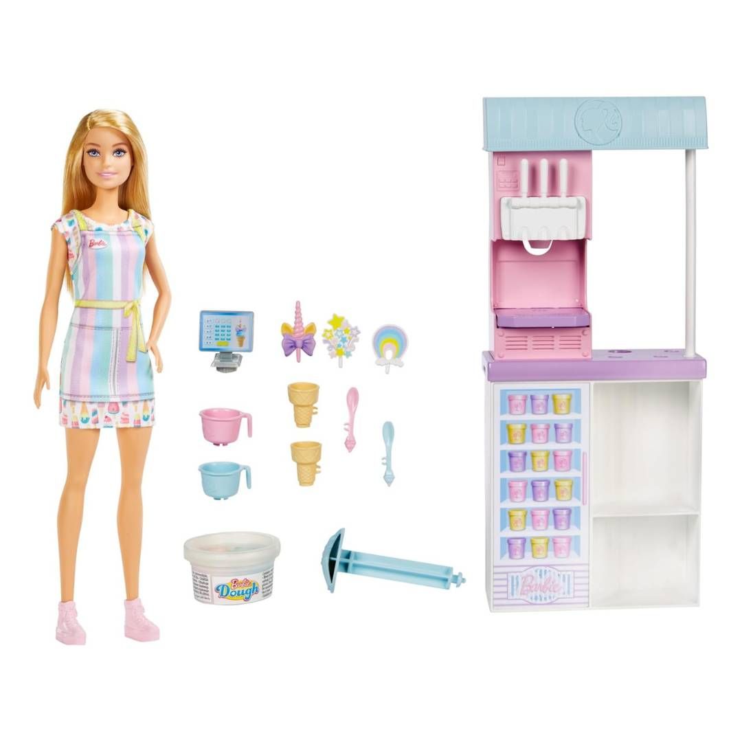 Barbie – Coffret Marchande de Glaces avec Machine à Levier (30 cm)