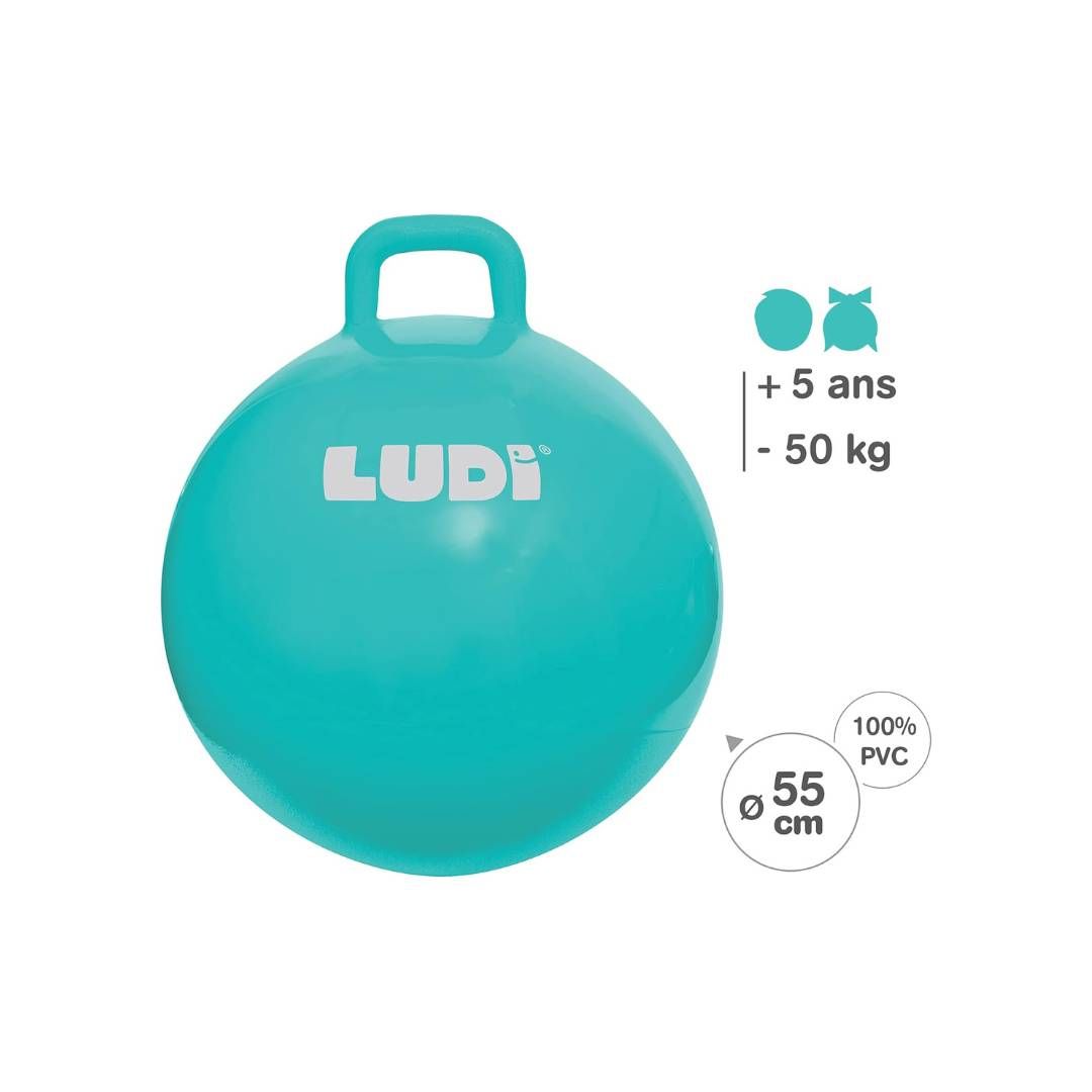 LUDI - Ballon Sauteur XXL Bleu Clair