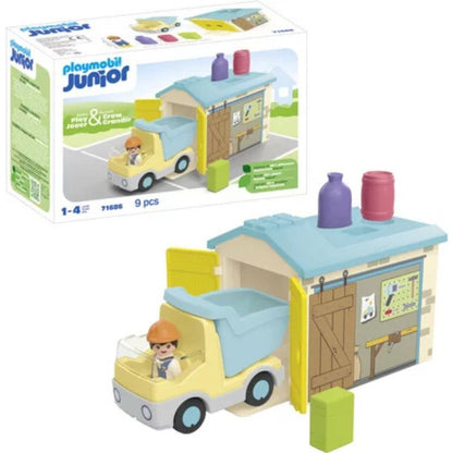 Playmobil 71686 Junior - Ouvrier avec camion et garage