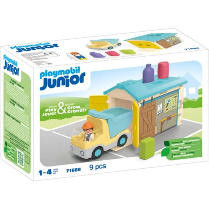 Playmobil 71686 Junior - Ouvrier avec camion et garage