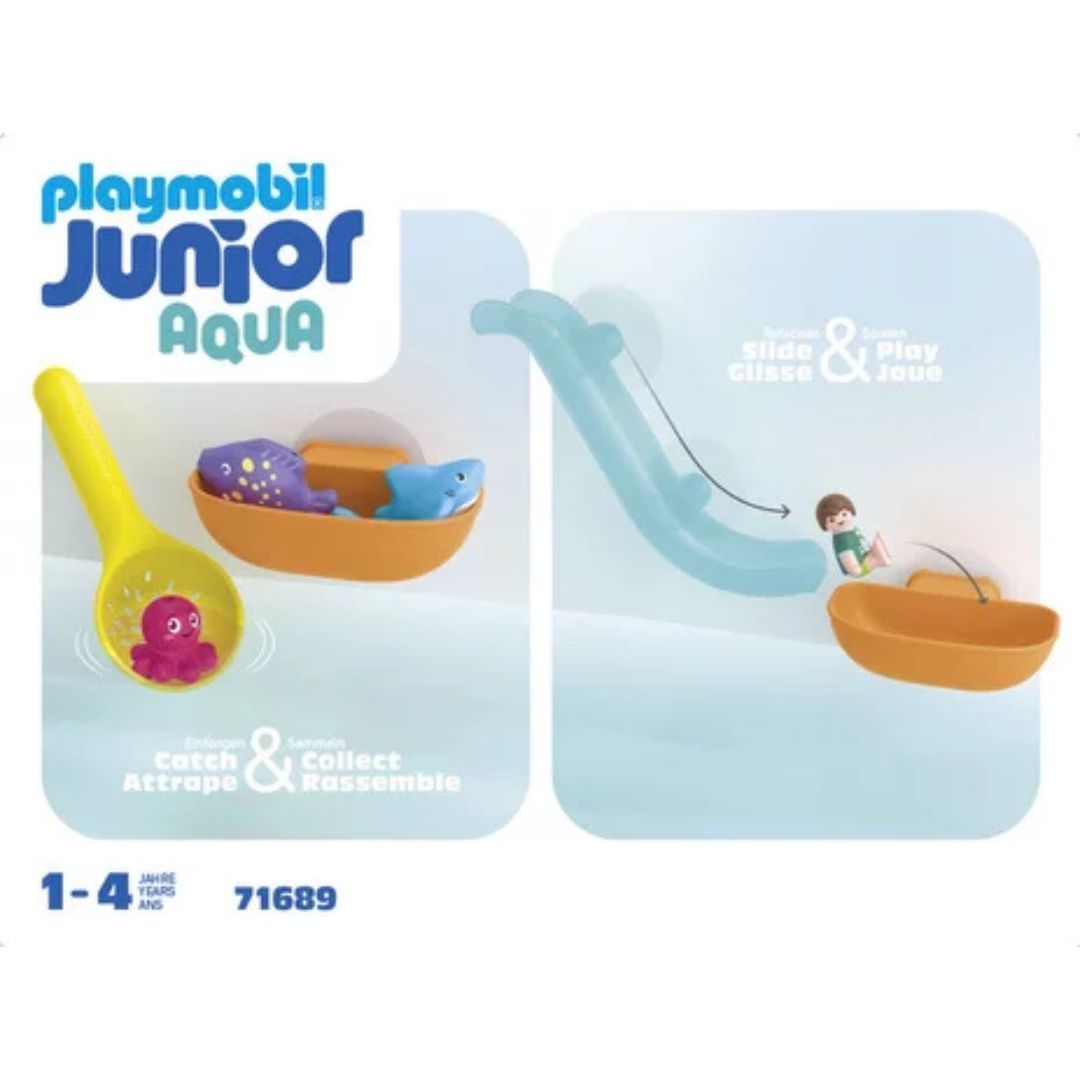 Playmobil 71689 JUNIOR AQUA - Grand toboggan aquatique et animaux marins