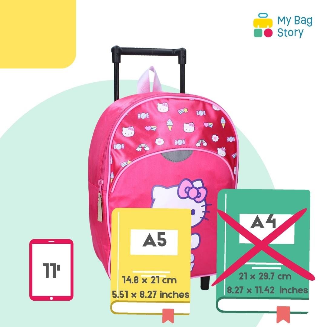 Mybagstory - Sac à dos à roulettes enfant Hello Kitty – Rose - 33 cm