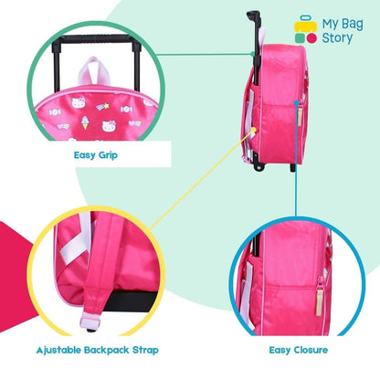 Mybagstory - Sac à dos à roulettes enfant Hello Kitty – Rose - 33 cm