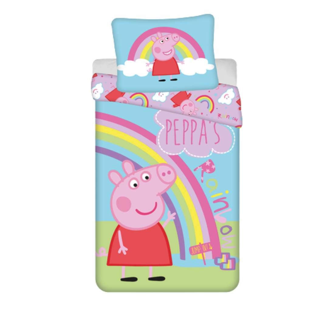 My Sweety Pop - Parure de Lit Bébé Peppa Pig – Housse de Couette Réversible 140x200 cm – Taie 70x90 cm