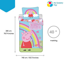 My Sweety Pop - Parure de Lit Bébé Peppa Pig – Housse de Couette Réversible 140x200 cm – Taie 70x90 cm