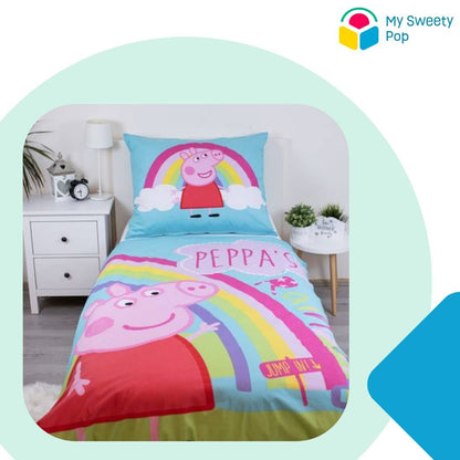 My Sweety Pop - Parure de Lit Bébé Peppa Pig – Housse de Couette Réversible 140x200 cm – Taie 70x90 cm