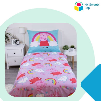 My Sweety Pop - Parure de Lit Bébé Peppa Pig – Housse de Couette Réversible 140x200 cm – Taie 70x90 cm