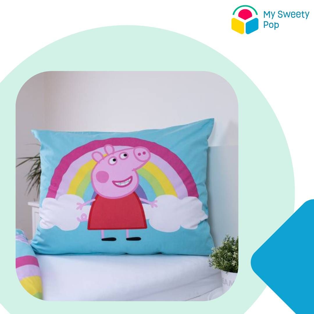 My Sweety Pop - Parure de Lit Bébé Peppa Pig – Housse de Couette Réversible 140x200 cm – Taie 70x90 cm