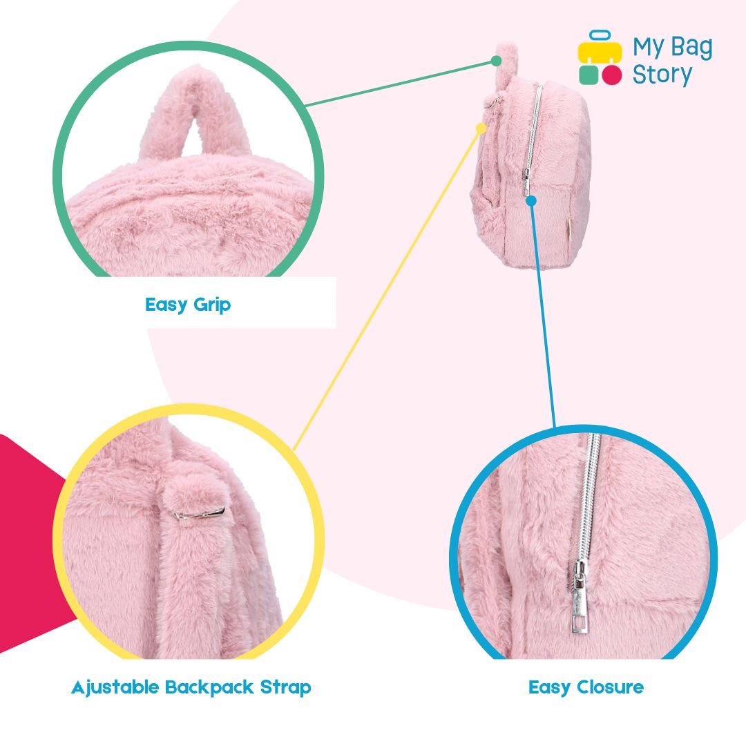 Mybagstory - Sac à Dos Stitch Fourrure Rose - 30 cm