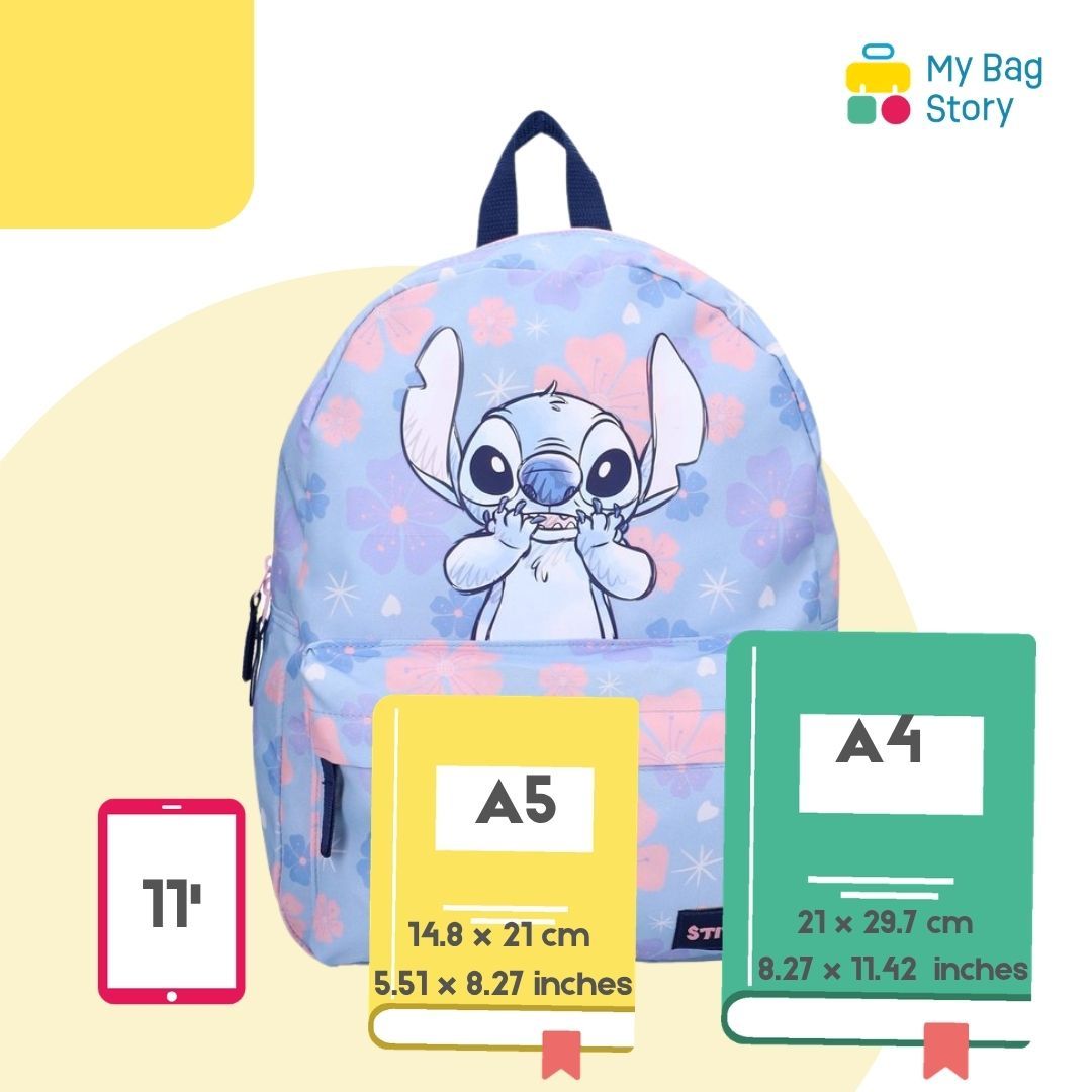 mybagstory - Sac à Dos Lilo & Stitch - Floral Hawaïen Bleu  - 39 cm