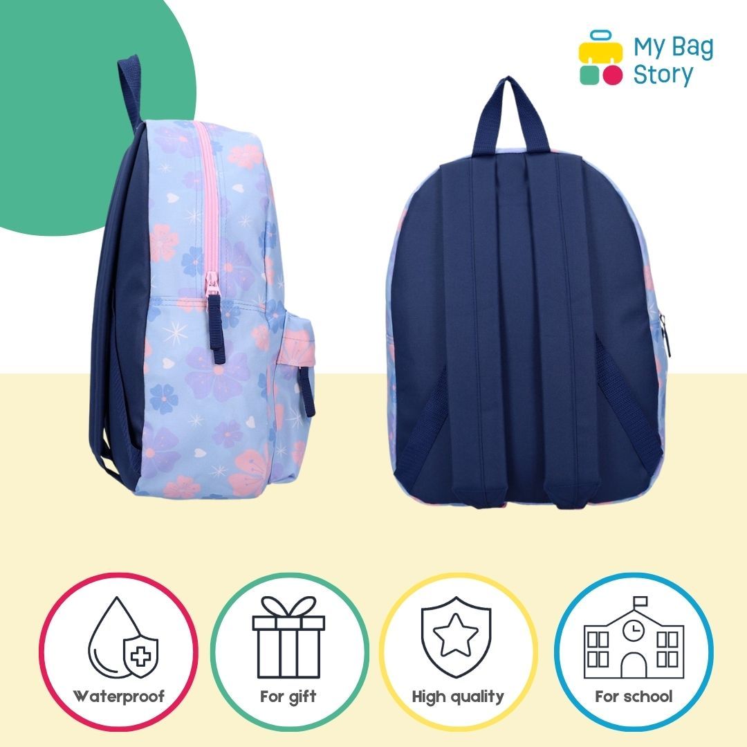 mybagstory - Sac à Dos Lilo & Stitch - Floral Hawaïen Bleu  - 39 cm